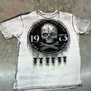 Affliction Kids Black and White Skull Graphic Tee